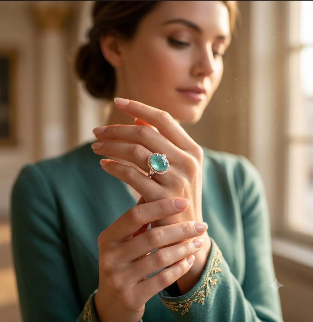 Mint Crystal Statement Ring