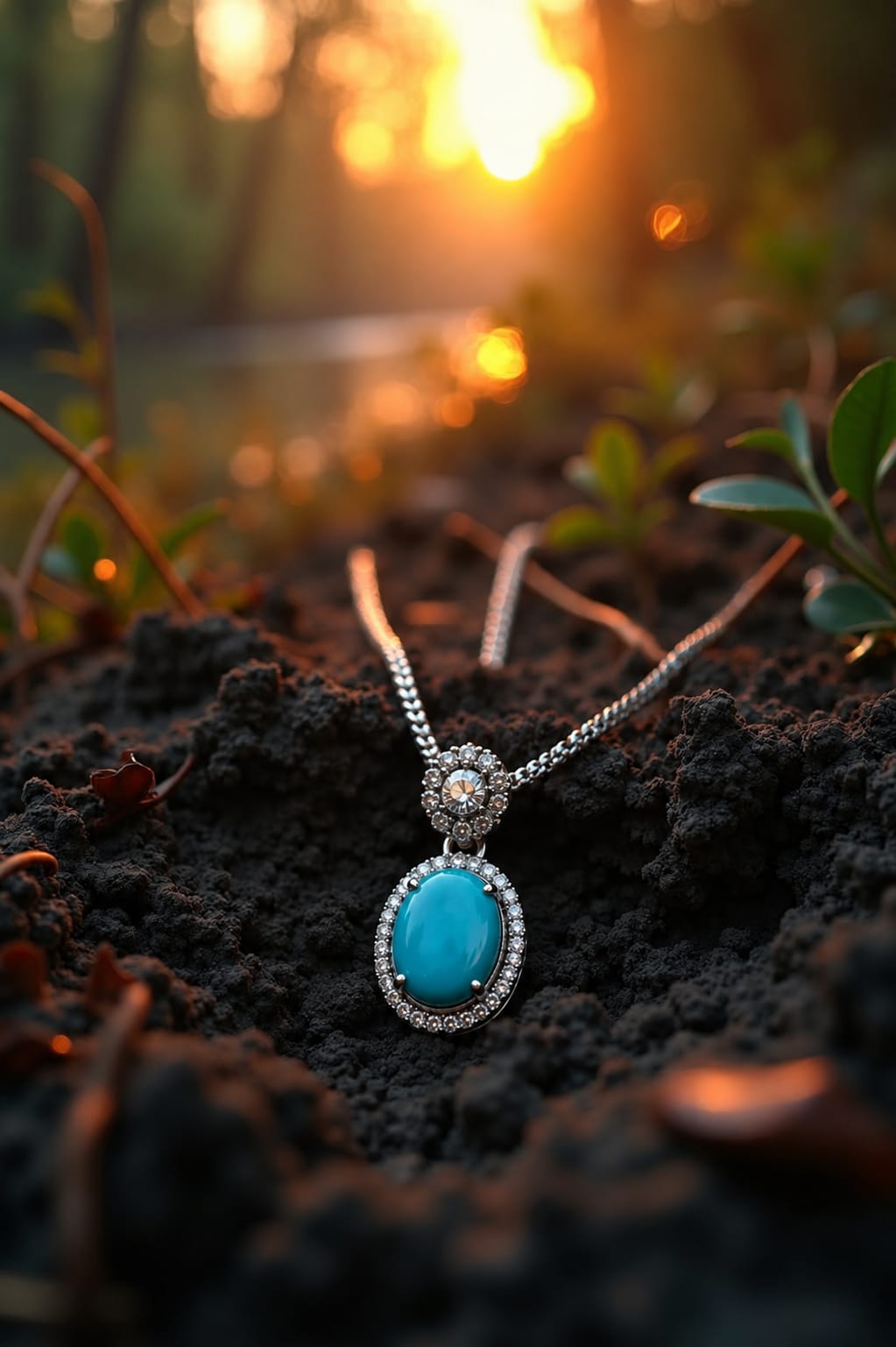 Blue Stone Pendant Necklace
