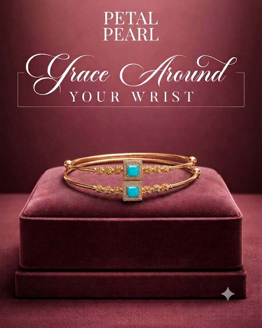 The Radiant Square Green & Gold Bangle