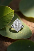 Radiant Crystal Halo Silver White Ring