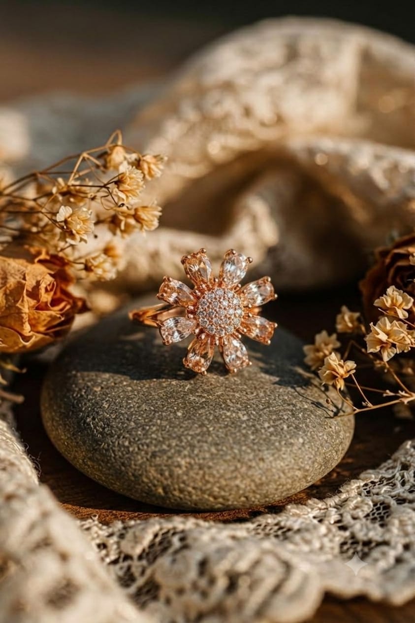 Bloom Crystal Flower Statement Ring