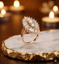 Radiant Crystal Rose Gold Halo Ring