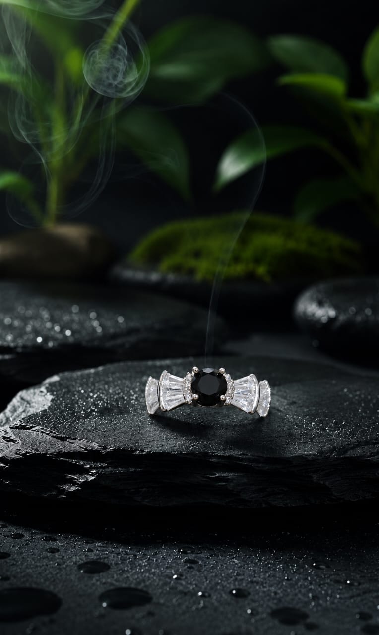 Midnight Crystal Solitaire Ring