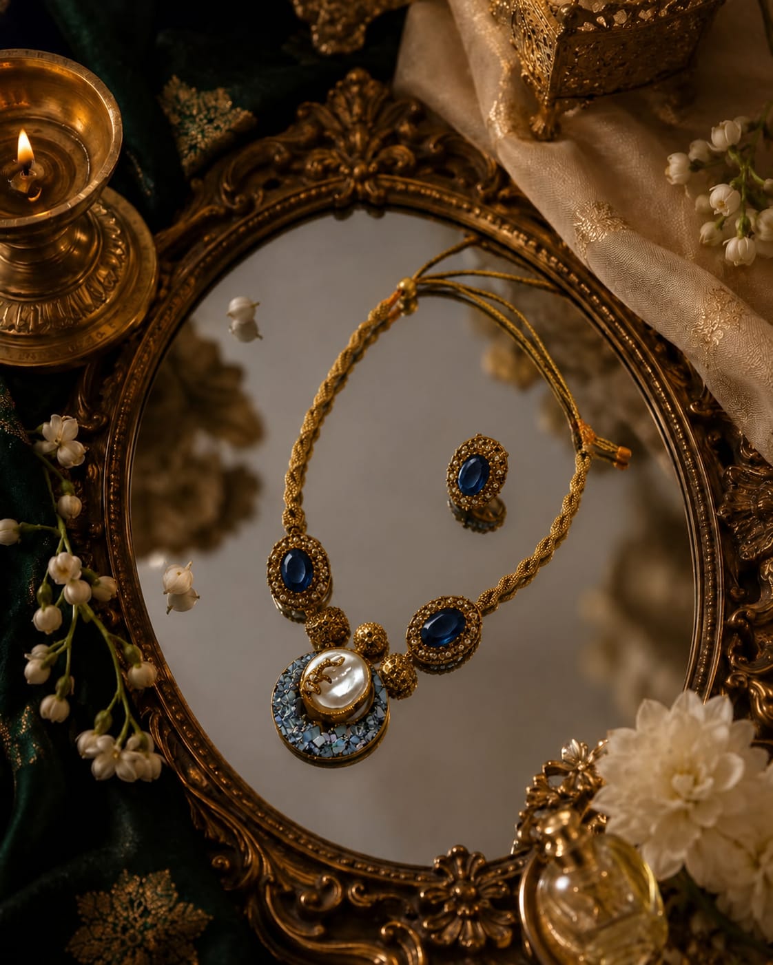 Artisan Turkish Sapphire & Baroque Pearl Set