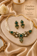 Emerald & Zinc Turkish Jewelry Set (Choker, Earrings & Maang Tikka)