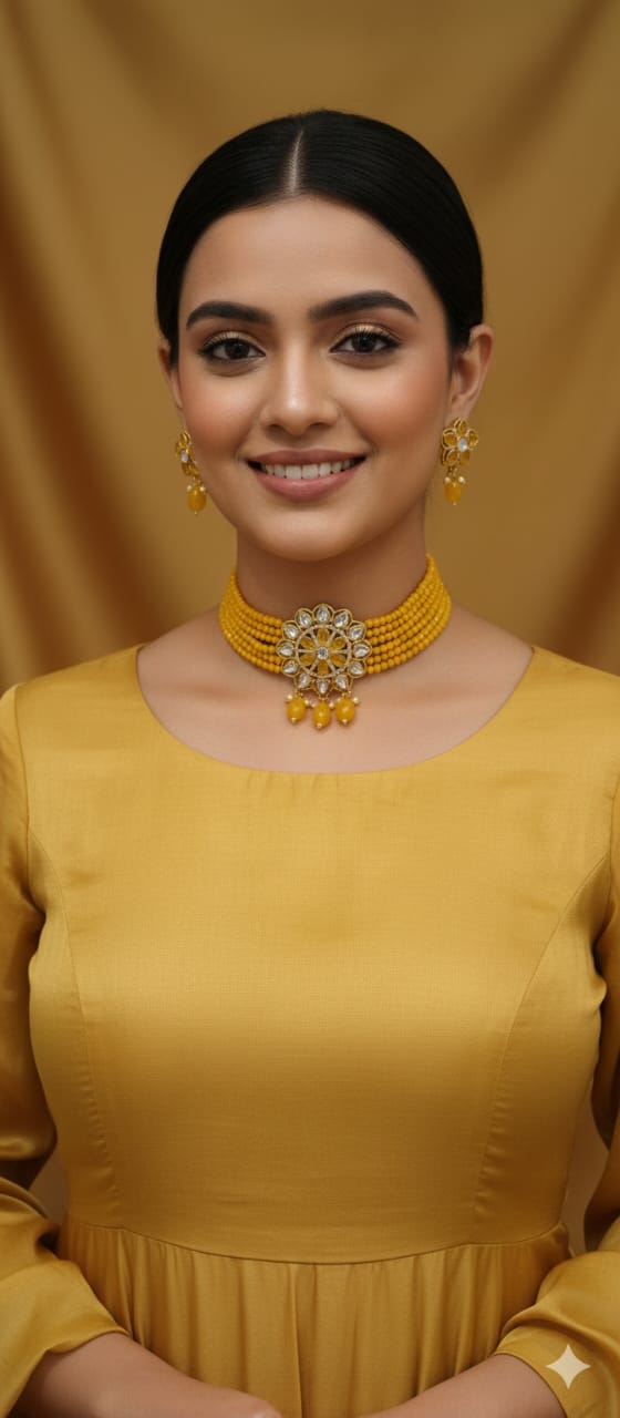 Yellow Traditional Choker Necklace Set