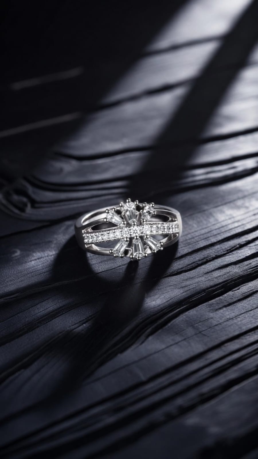 Silver Crystal Snowflake Ring for Women