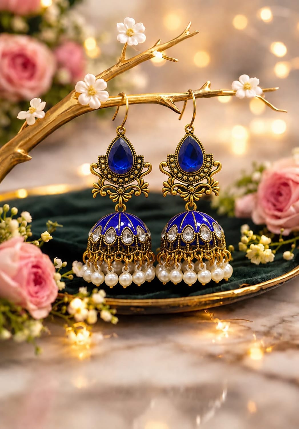 Blue Traditional Jhumka Earrings