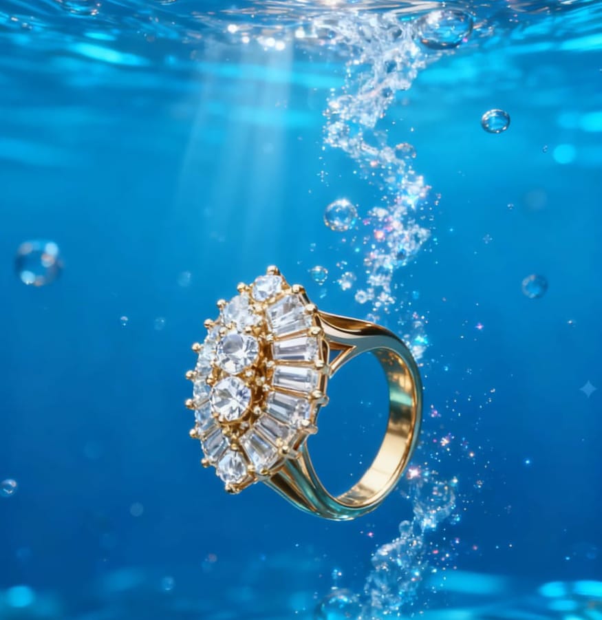 Radiant Crystal Rose Gold Halo Ring